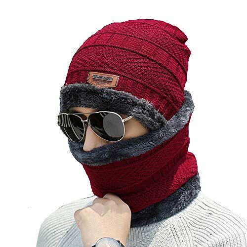 குளிரில் இருந்து காக்கும் தொப்பி, Winter Knit Woolen Cap with Neck Warmer Scarf
