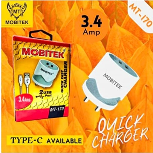 Mobitek Quick fast Charger MT 170 2USB Port